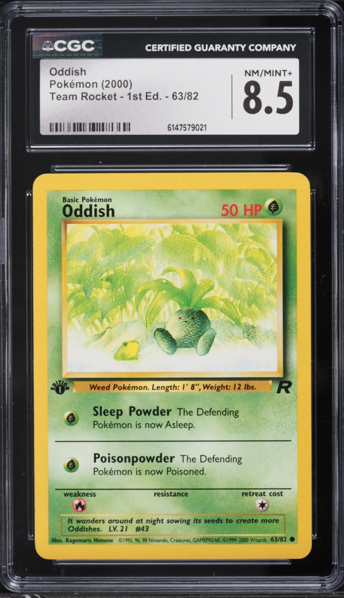 2000 Pokemon Team Rocket 1st Edition Oddish #63 CGC 8.5 NM-MT+