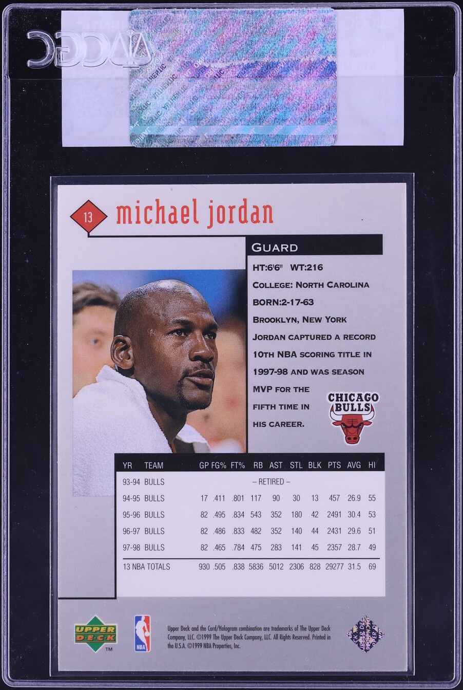 1998 Black Diamond Michael Jordan #13 CGC AUTH