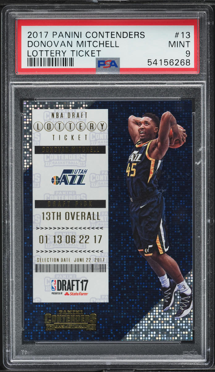 2017 Panini Contenders Lottery Ticket Donovan Mitchell ROOKIE #13 PSA 9 MINT - Main Image
