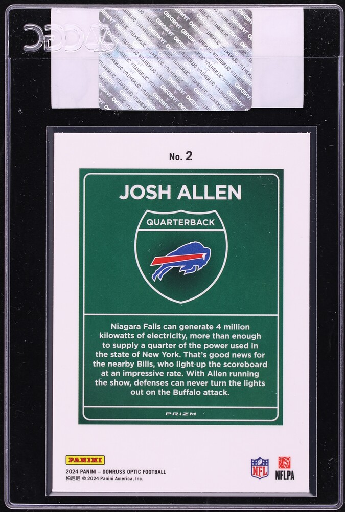 2024 Donruss Optic Downtown Josh Allen #2 CGC AUTH