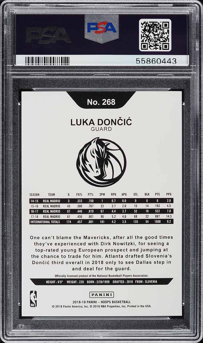 2018 Hoops Winter Luka Doncic ROOKIE #268 PSA 9 MINT