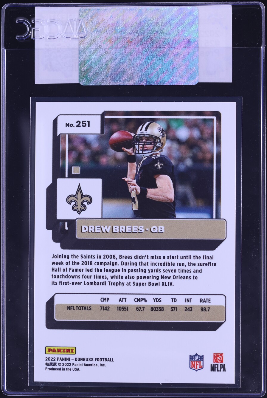 2022 Donruss Press Proof Premium Drew Brees #251 CGC AUTH