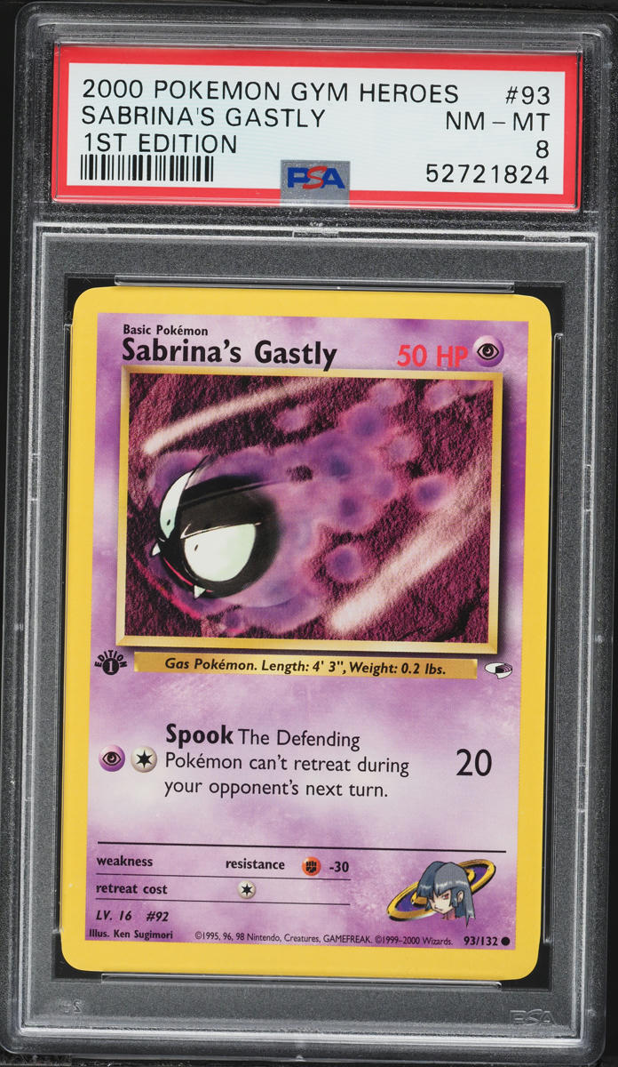 2000 Pokemon Gym Heroes 1st Edition Sabrina's Gastly #93 PSA 8 NM-MT