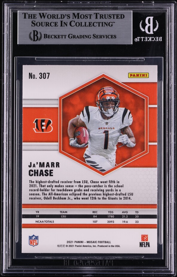 2021 Panini Mosaic Ja'Marr Chase ROOKIE #307 BGS 9 MINT