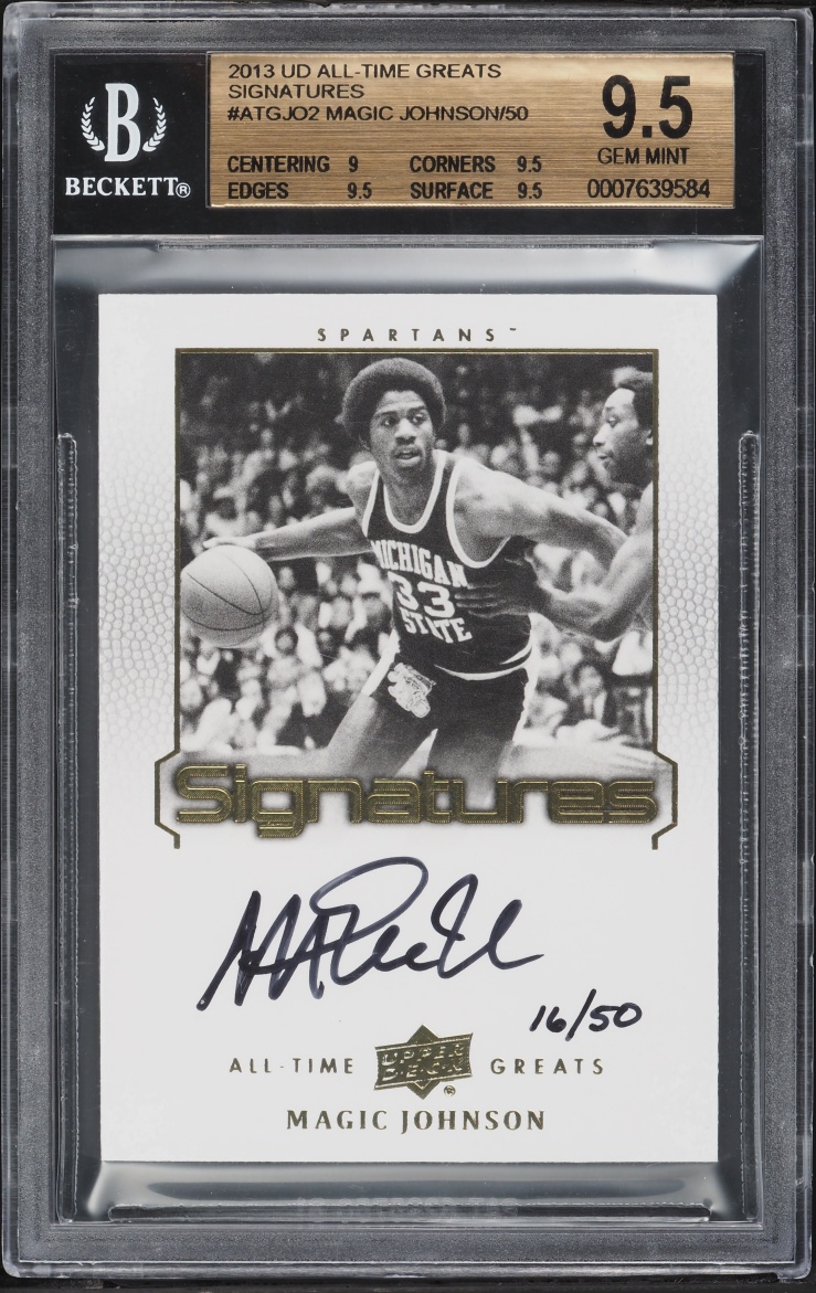 2013 Upper Deck All-Time Greats Signatures Magic Johnson AUTO /50 #ATG-JO2 BGS 9.5 GEM MINT