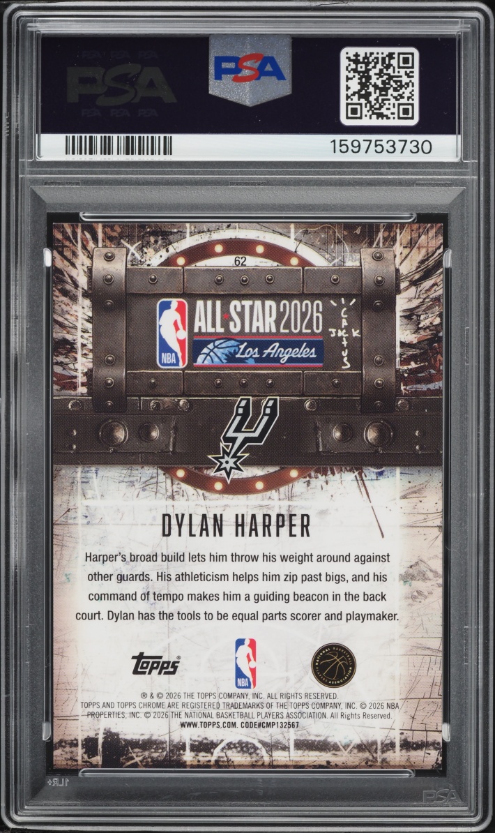 2025 Topps Chrome Cactus Jack X ASG Orange Refractor Dylan Harper ROOKIE /50 #62 PSA 10 GEM
