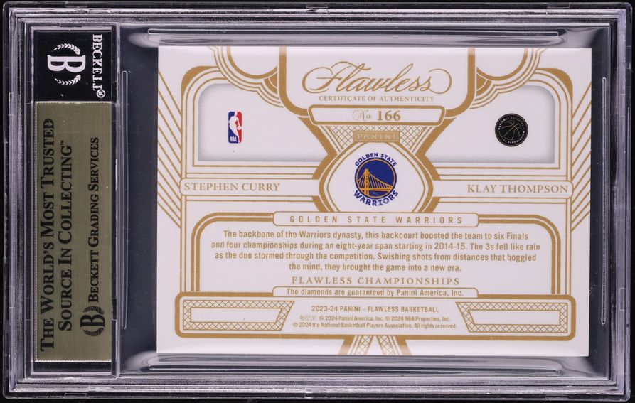 2023 Flawless Championship Platinum Stephen Curry Klay Thompson 1/1 #166 BGS 9.5