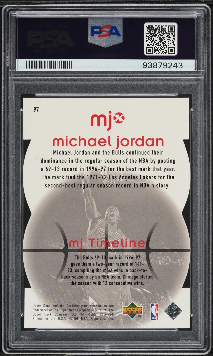 1998 Upper Deck MJx Timepieces Gold Michael Jordan /23 #97 PSA 9