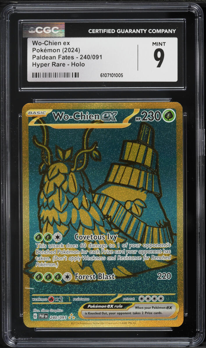 2024 Pokemon Scarlet & Violet Paldean Fates Gold Rare Wo-Chien EX #240 CGC 9 MINT