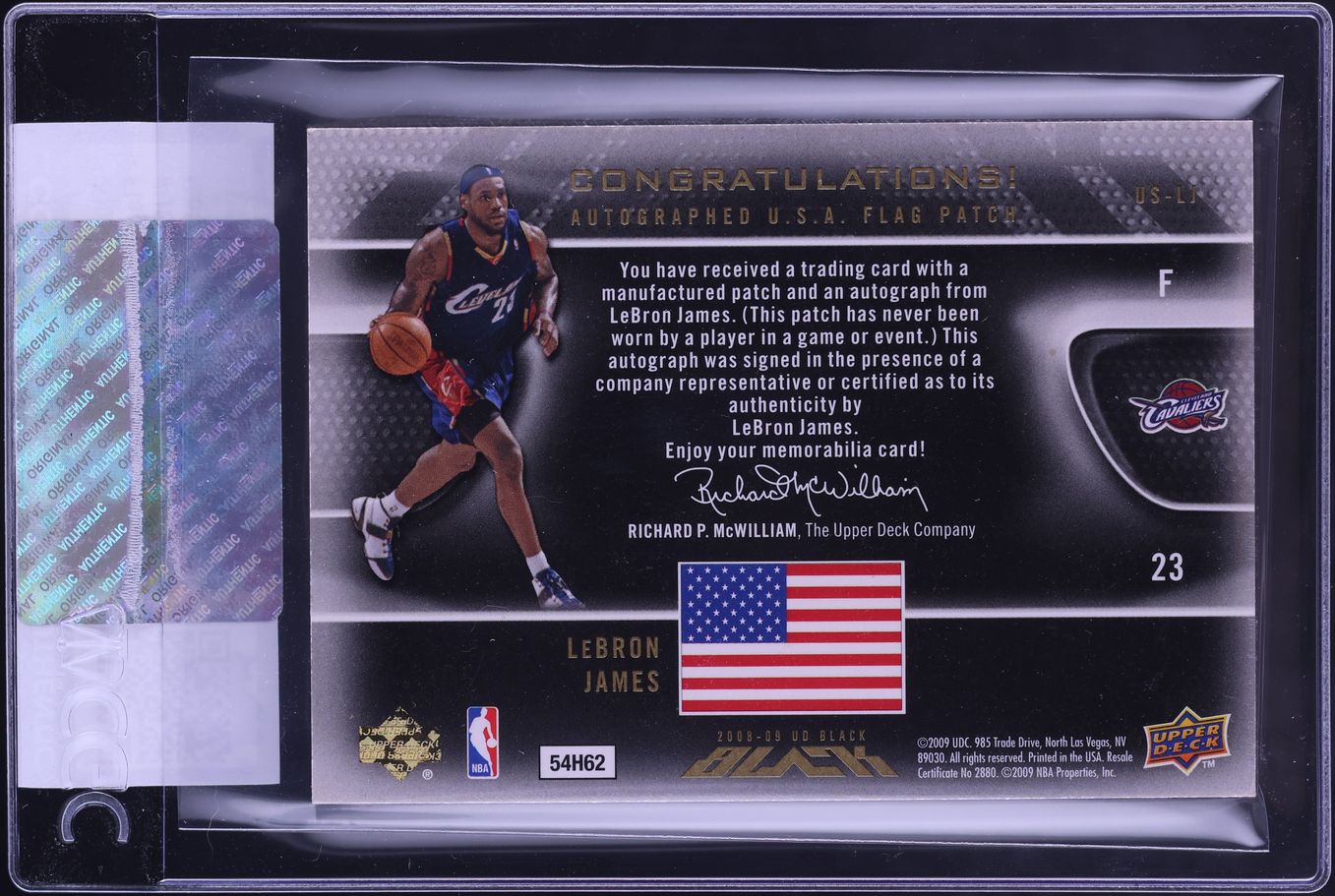 2008 Upper Deck Black Flag Gold LeBron James PATCH AUTO 1/10 #US-LJ CGC AUTH