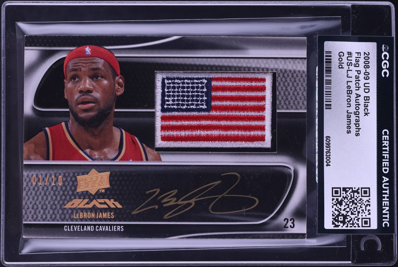 2008 Upper Deck Black Flag Gold LeBron James PATCH AUTO 1/10 #US-LJ CGC AUTH