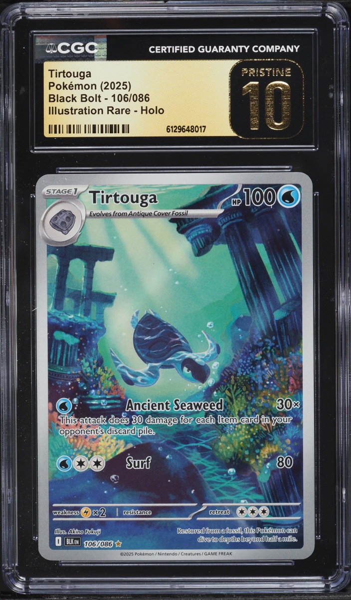 2025 Pokemon Scarlet & Violet Black Bolt IR Tirtouga #106 CGC 10 PRISTINE