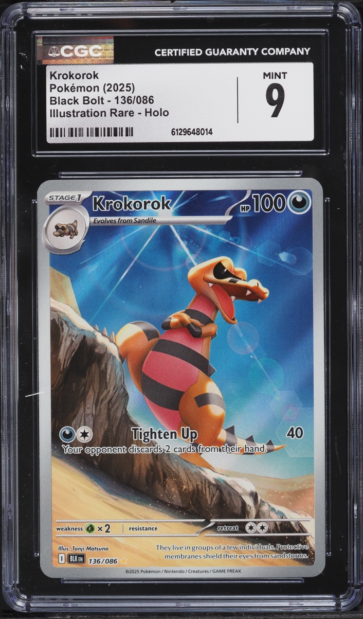 2025 Pokemon Scarlet & Violet Black Bolt IR Krokorok #136 CGC 9 MINT