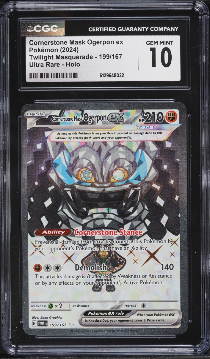 2024 Pokemon SV Twilight Masquerade Full Art Cornerstone Mask Ogerpon ex #199 CGC 10 GEM MINT