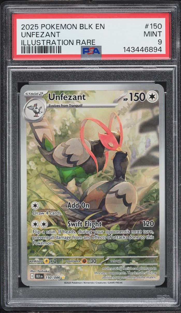 2025 Pokemon Scarlet & Violet Black Bolt IR Unfezant #150 PSA 9 MINT