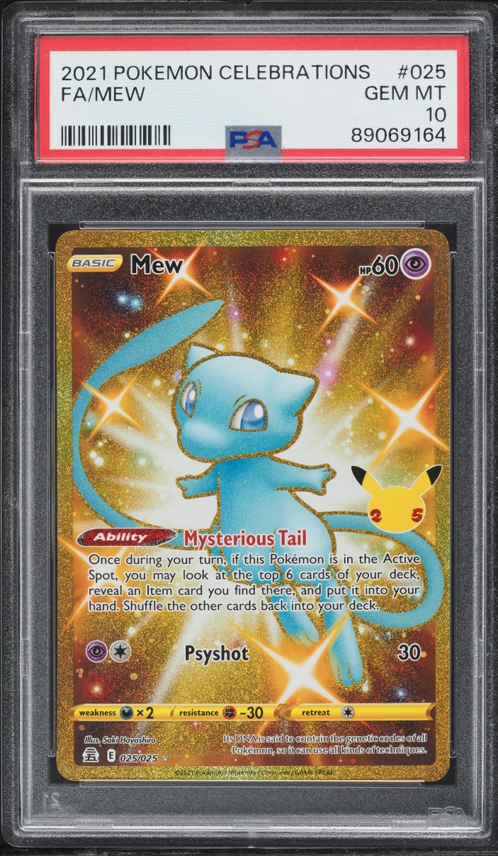 2021 Pokemon Sword & Shield Celebrations Gold Rare Shiny Mew #25 PSA 10 GEM MINT
