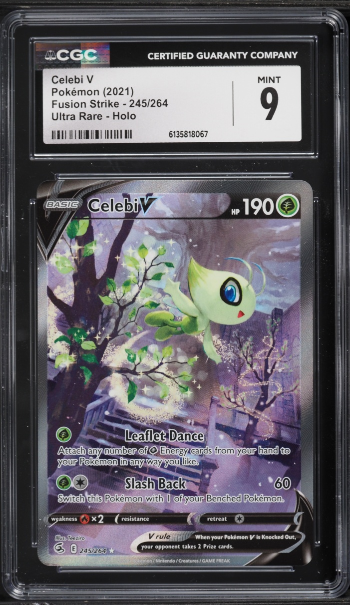 2021 Pokemon Sword & Shield Fusion Strike Full Art Celebi V #245 CGC 9 MINT