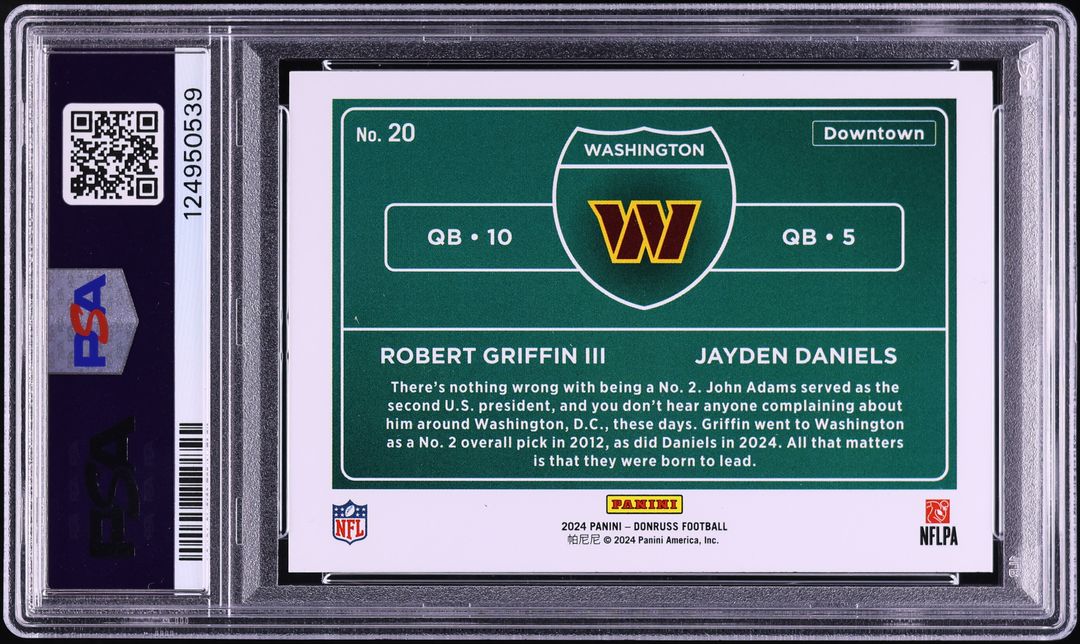 2024 Donruss Downtown! Horizontal Robert Griffin III & Jayden Daniels ROOKIE #20 PSA 10 GEM