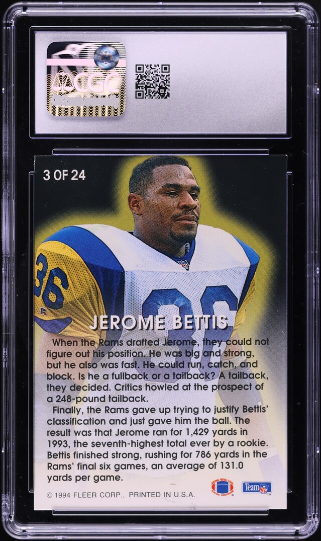 1994 Fleer All-Pros Jerome Bettis #3 CGC 7 NRMT