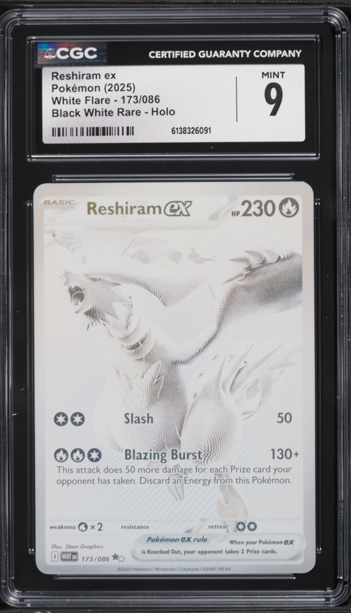 2025 Pokemon Scarlet & Violet White Flare BWR Reshiram EX #173 CGC 9 MINT