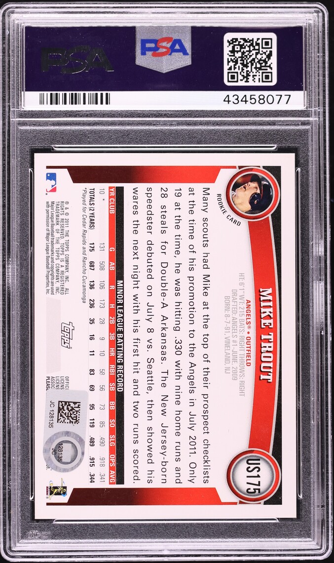 2011 Topps Update Diamond Anniversary Mike Trout ROOKIE AUTO DNA 10 #US175 PSA 10 GEM MINT