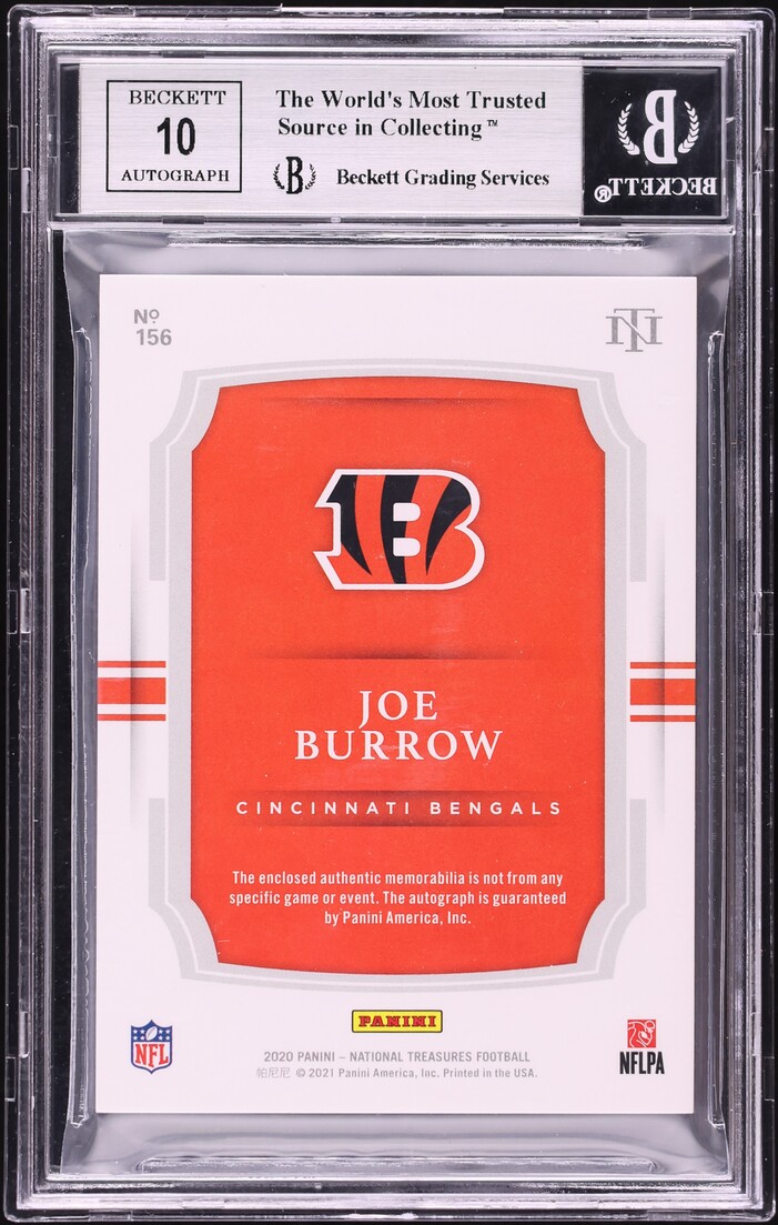 2020 National Treasures Stars & Stripes Joe Burrow ROOKIE PATCH AUTO /20 #156 BGS 9 MINT