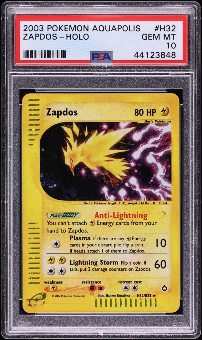 2003 Pokemon Aquapolis Holo Zapdos #H32 PSA 10 GEM MINT