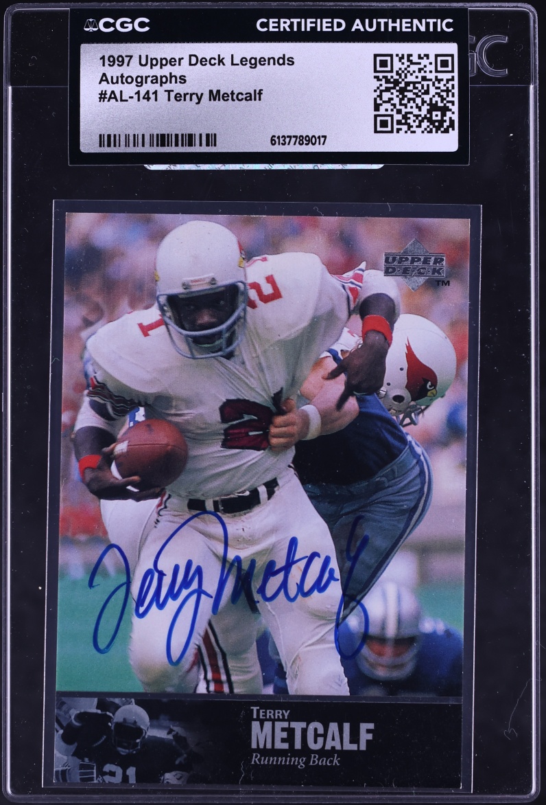 1997 Upper Deck Legends Terry Metcalf AUTO #AL-141 CGC AUTH