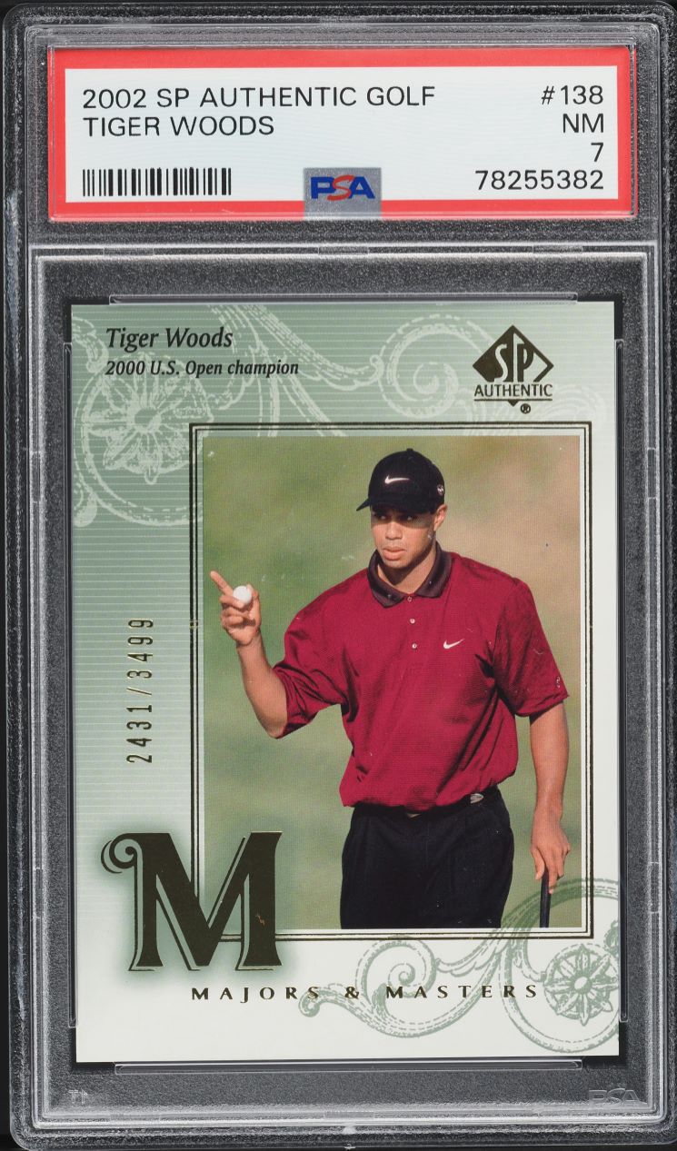 2002 SP Authentic Golf Tiger Woods /3499 #138 PSA 7 NRMT