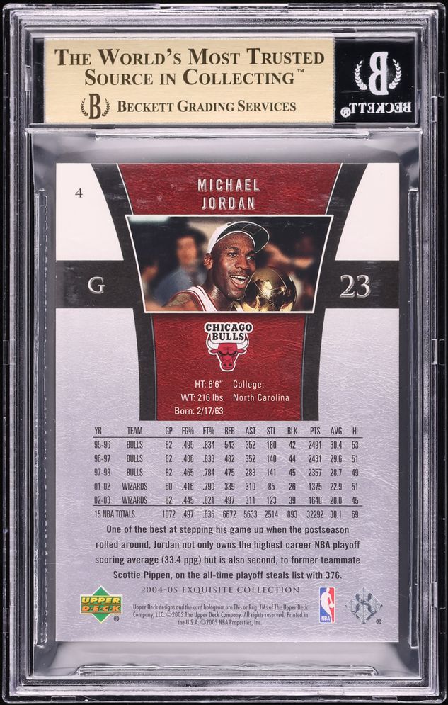 2004 Exquisite Collection Black Michael Jordan 1/1 #4 BGS 9.5 GEM MINT