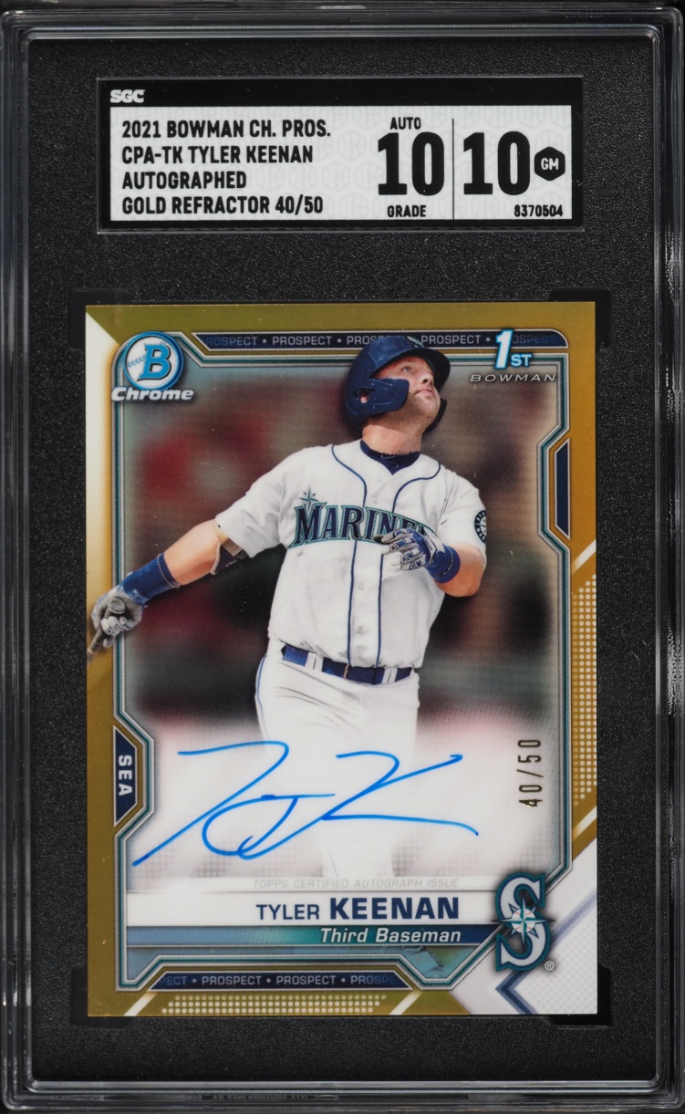 2021 Bowman Chrome Gold Refractor Tyler Keenan PROSPECT AUTO /50 #CPA-TK SGC 10 GEM MINT
