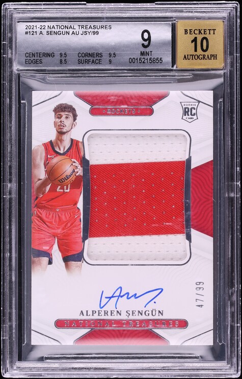 2021 National Treasures Alperen Sengun ROOKIE PATCH AUTO /99 #121 BGS 9 MINT