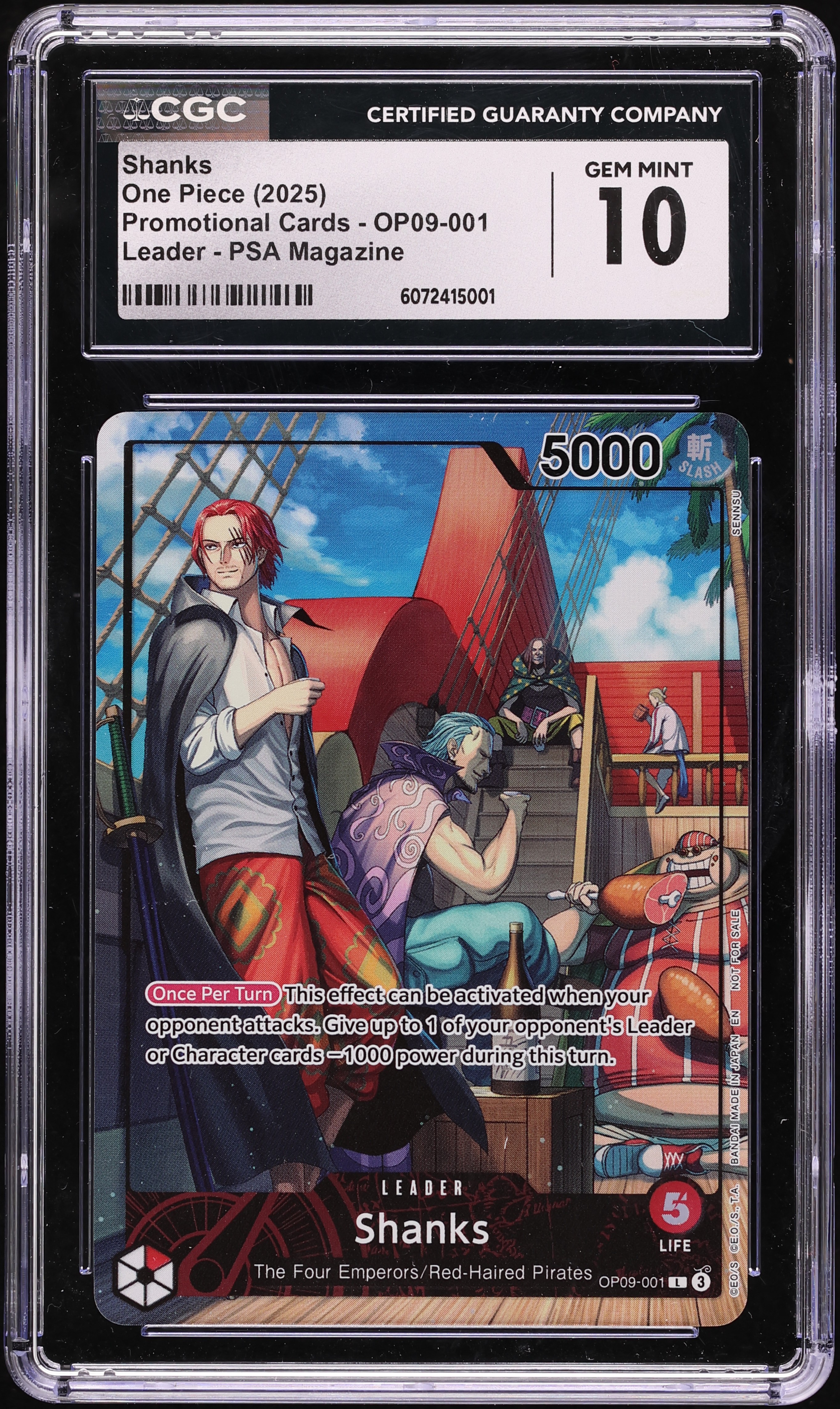 2025 One Piece Promo PSA Magazine Shanks #OP09-001 CGC 10