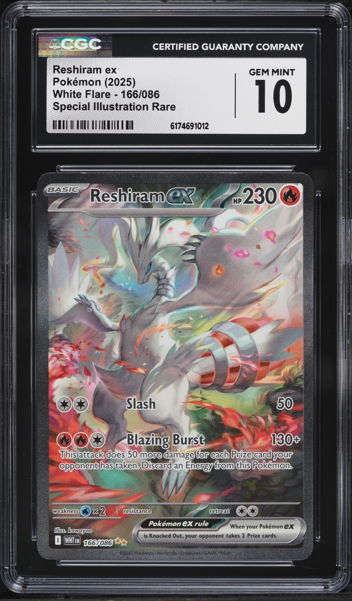 2025 Pokemon Scarlet & Violet White Flare SIR Reshiram ex #166 CGC 10 GEM MINT