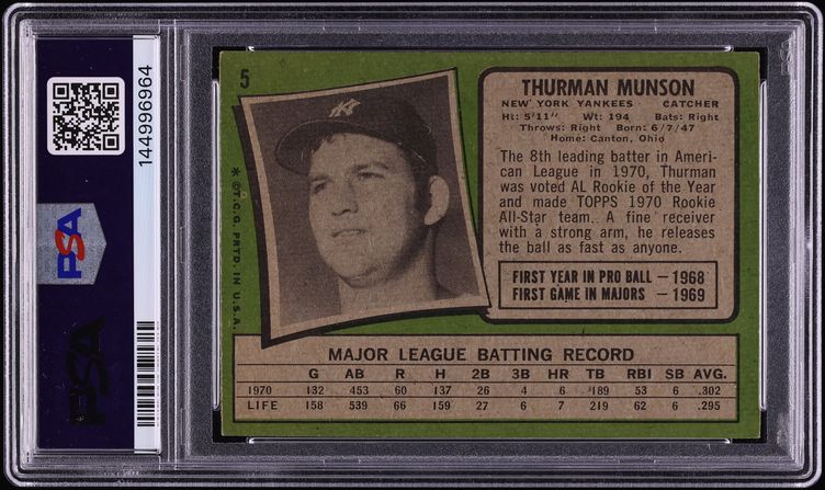 1971 Topps Thurman Munson #5 PSA 4 VGEX