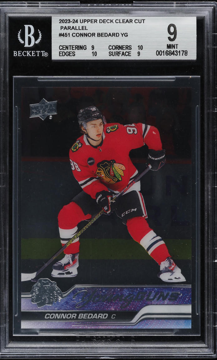 2023 Upper Deck Clear Cut Young Guns Connor Bedard ROOKIE #451 BGS 9 MINT