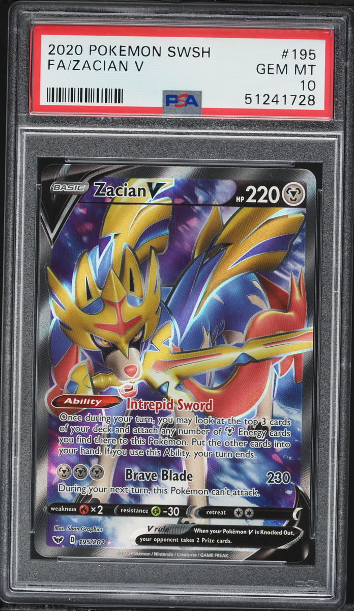 2020 Pokemon Sword & Shield Full Art Zacian V #195 PSA 10 GEM MINT