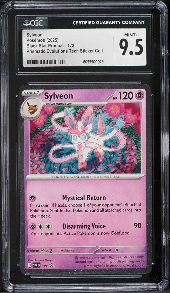 2025 Pokemon SV Promo Prismatic Evolutions Tech Sticker Sylveon #172 CGC 9.5 MINT+