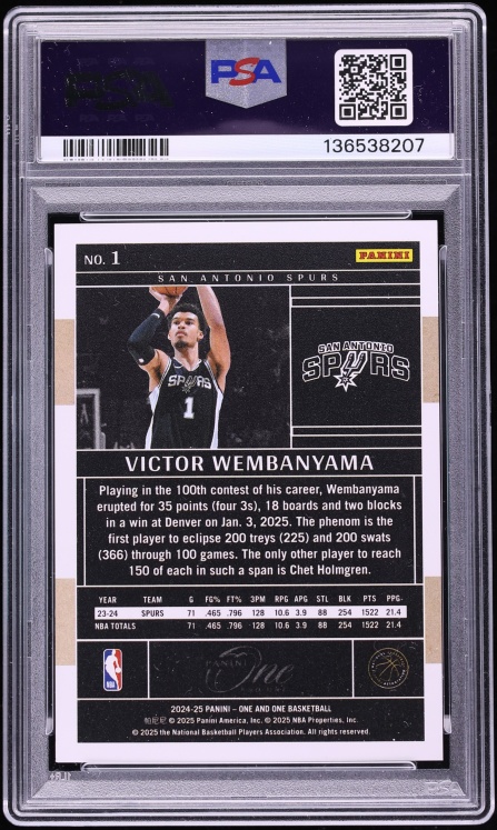 2024 Panini One And One Gold Victor Wembanyama 10/10 #1 PSA 9 MINT