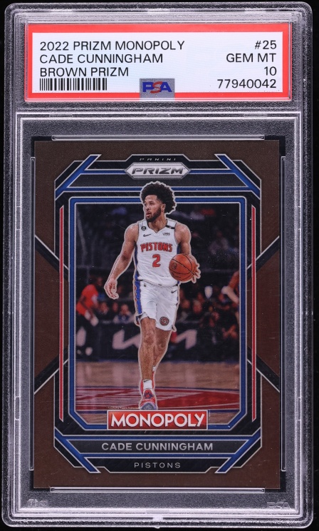 2022 Panini Prizm Monopoly Brown Prizm Cade Cunningham /249 #25 PSA 10 GEM MINT