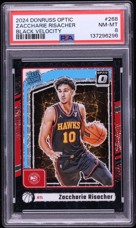 2024 Donruss Optic Black Velocity Zaccharie Risacher ROOKIE /39 #268 PSA 8 NM-MT