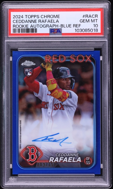 2024 Topps Chrome Blue Refractor Ceddanne Rafaela ROOKIE AUTO /150 #RACR PSA 10 GEM MINT