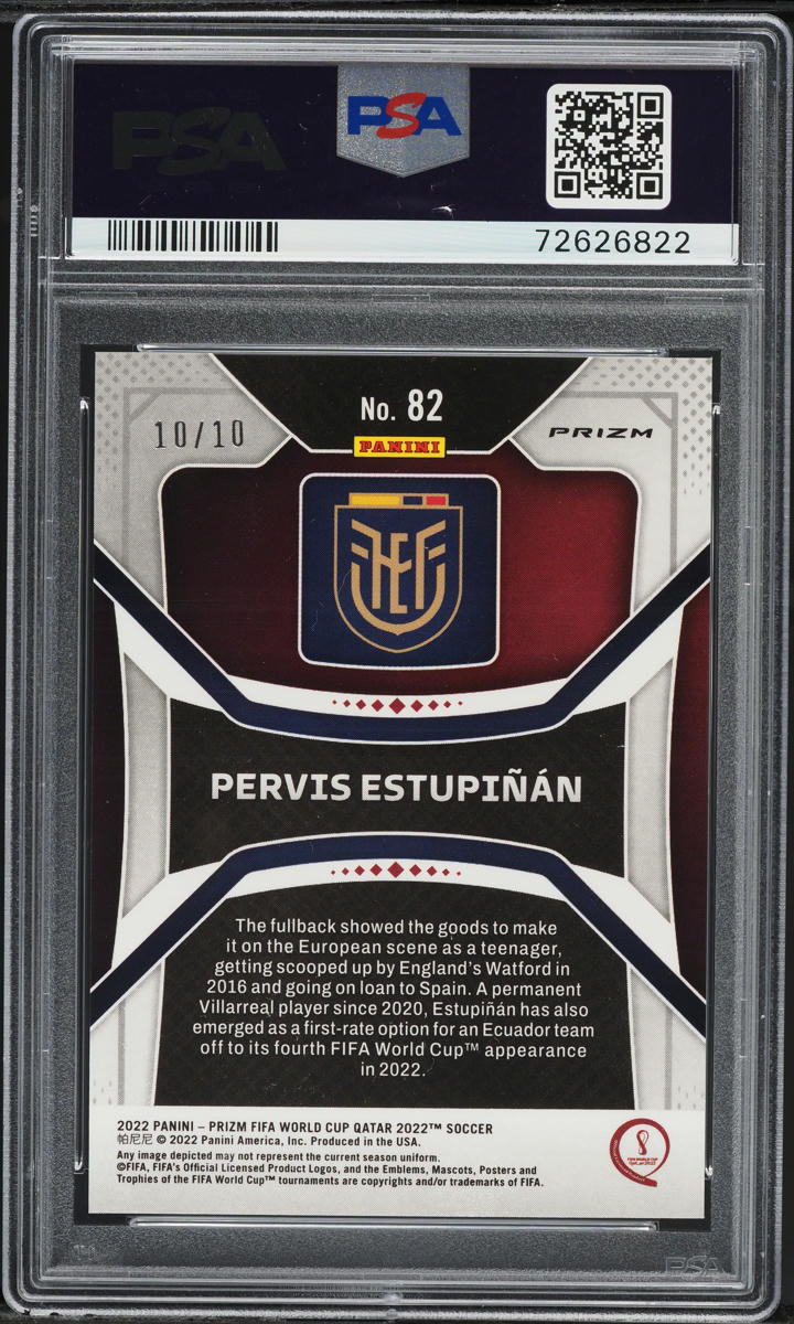 2022 Panini Prizm World Cup Qatar Gold Pervis Estupinan 10/10 #82 PSA 9 MINT