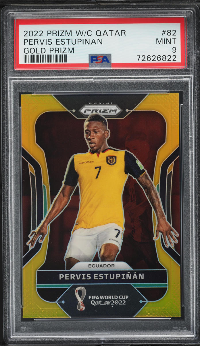 2022 Panini Prizm World Cup Qatar Gold Pervis Estupinan 10/10 #82 PSA 9 MINT