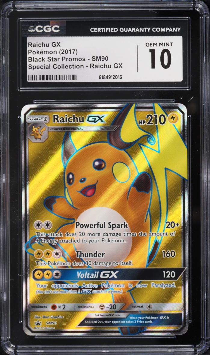 2017 Pokemon Sun & Moon Promo Collection Full Art Raichu GX #SM90 CGC 10 GEM MINT