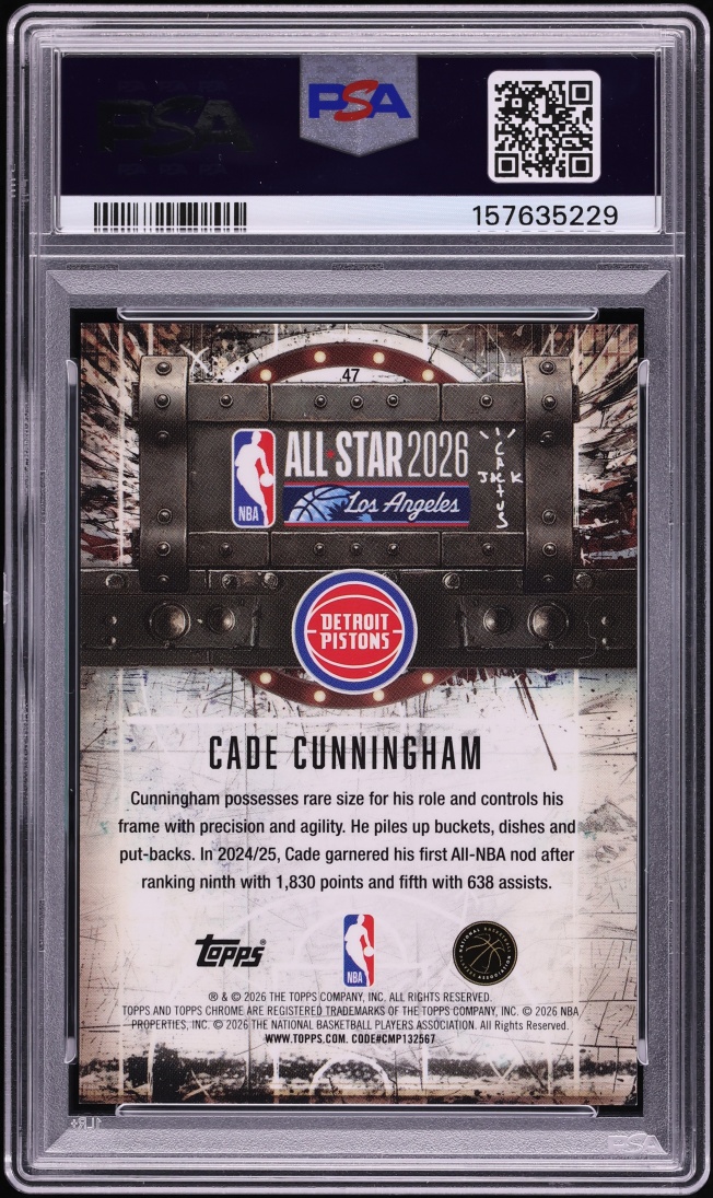 2025 Topps Chrome Cactus Jack X ASG Red Refractor Cade Cunningham 1/5 #47 PSA 10 GEM MINT