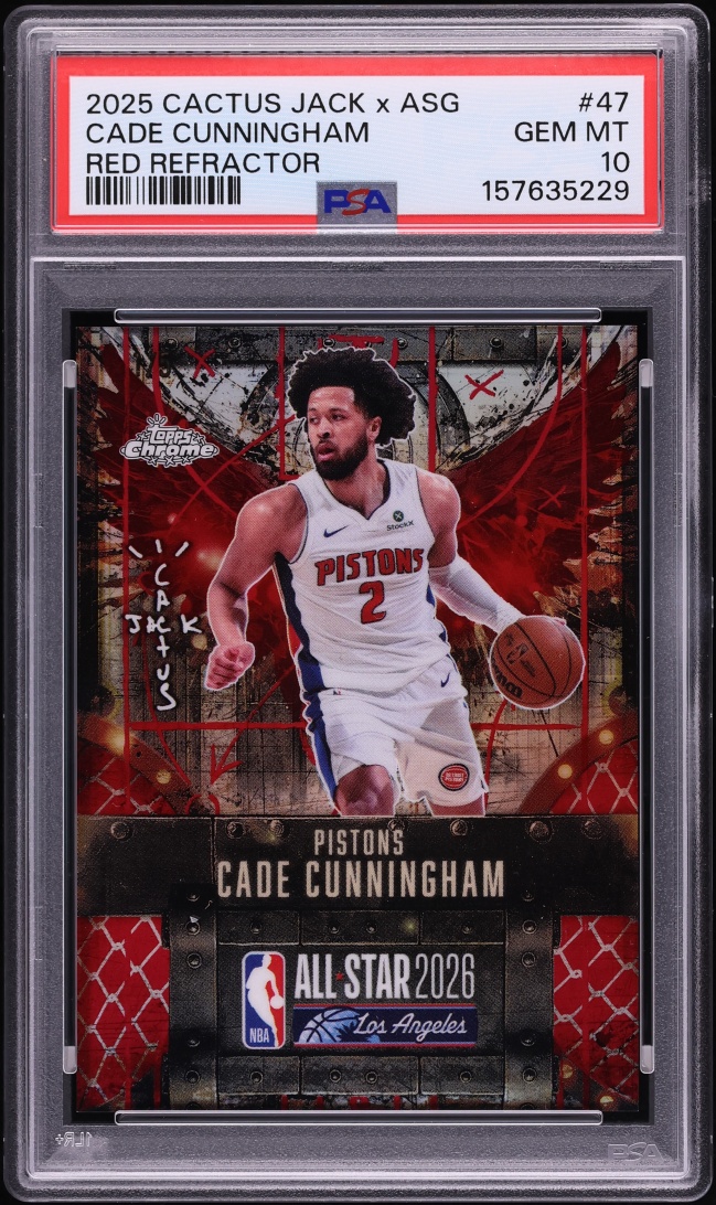 2025 Topps Chrome Cactus Jack X ASG Red Refractor Cade Cunningham 1/5 #47 PSA 10 GEM MINT