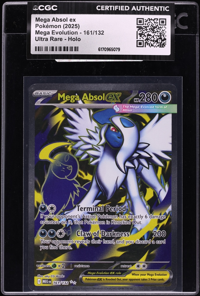 2025 Pokemon Mega Evolution Full Art Mega Absol Ex #161 CGC AUTH