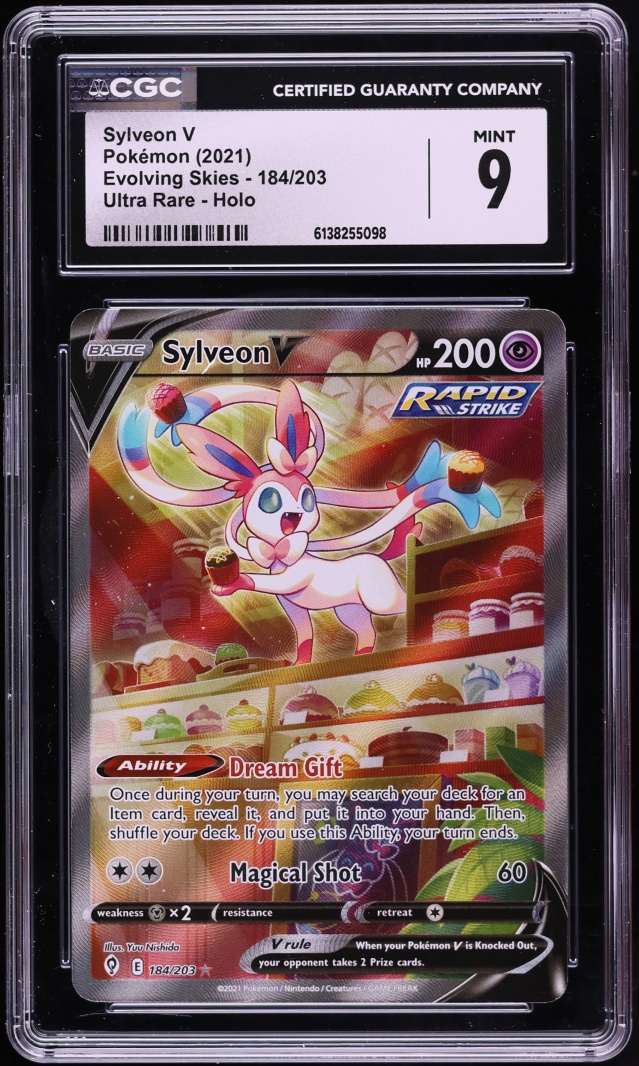 2021 Pokemon Sword & Shield Evolving Skies Alt Art Sylveon V #184 CGC 9 MINT