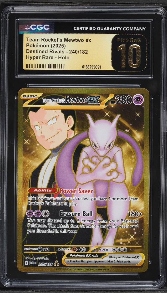 2025 Pokemon SV Destined Rivals Gold Rare Team Rocket's Mewtwo EX #240 CGC 10 PRISTINE